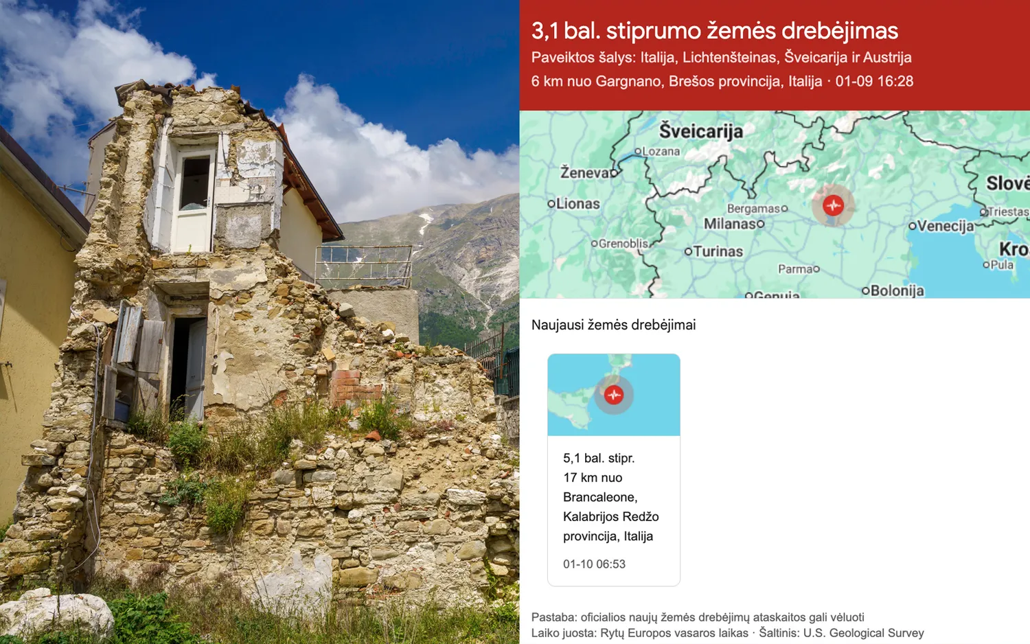 Žemės drebėjimas Italijoje