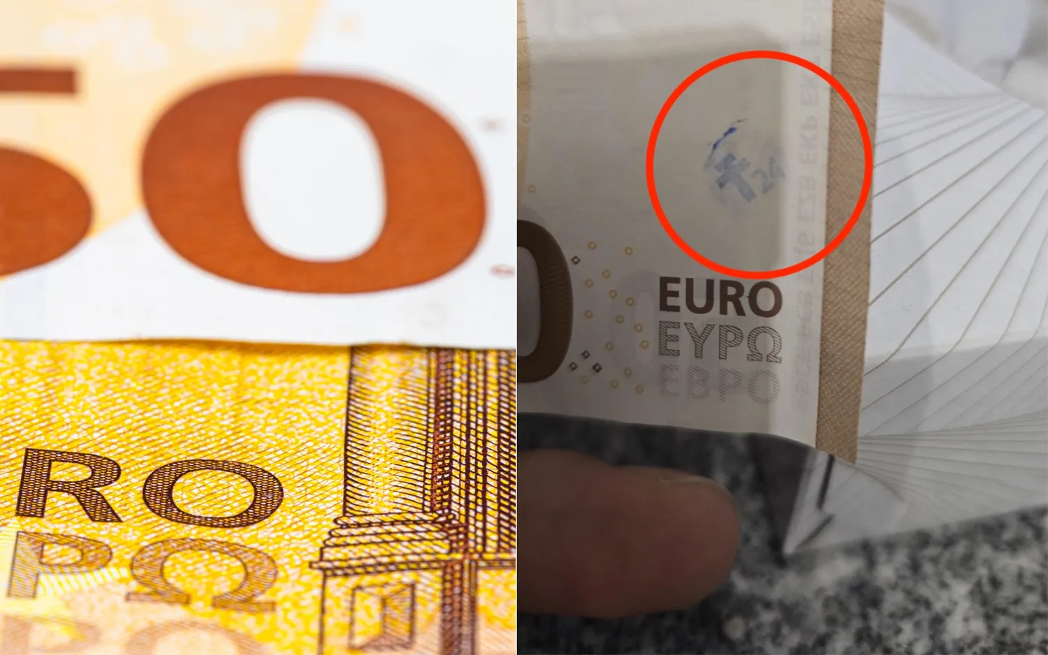 Ženklas ant euro banknoto