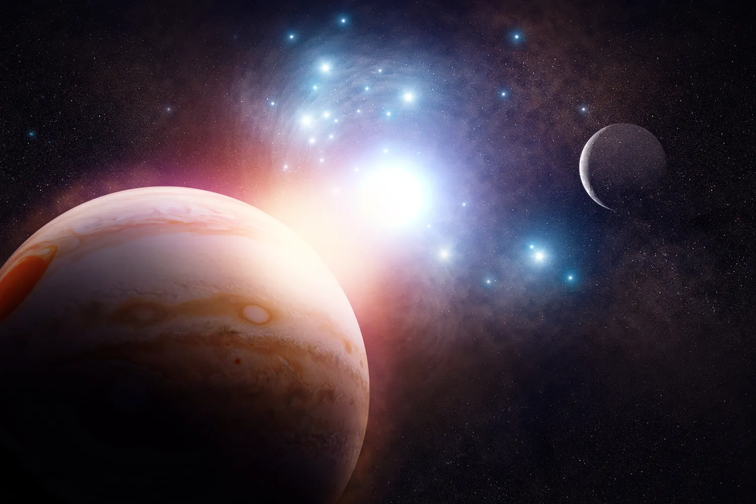 Jupiteris priartės prie Mėnulio